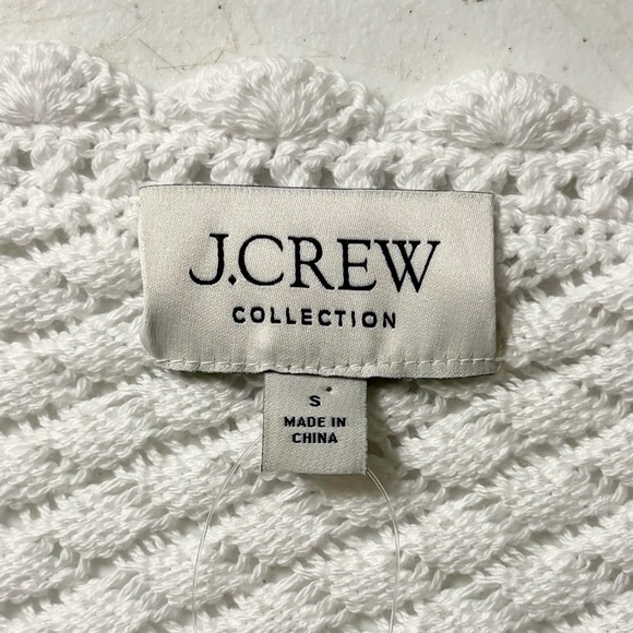 J. Crew Collection Crochet Knit Cropped‎ Cardigan Sweater in White - Picture 6 of 7